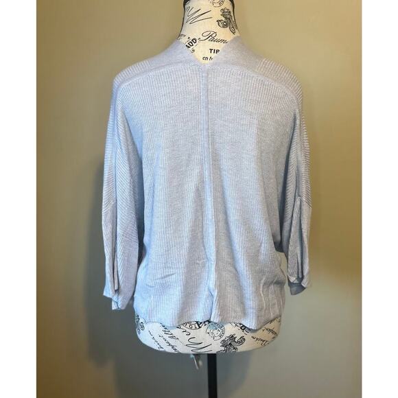 Lululemon Boxy Cashlu knit cashmere cardigan sweater wrap M/L Pastel Blue Preppy - Picture 4 of 5
